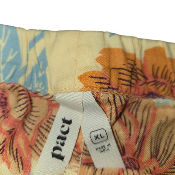 Pact Womens XL Organic Cotton Floral Shorts Yellow Boho Eco-Friendly Beach Comfy - Picture 2 of 15